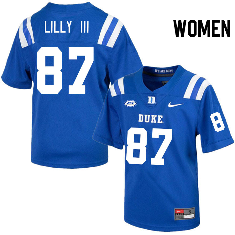 Women #87 Beau Lilly III Duke Blue Devils College Football Jerseys Stitched Sale-Royal